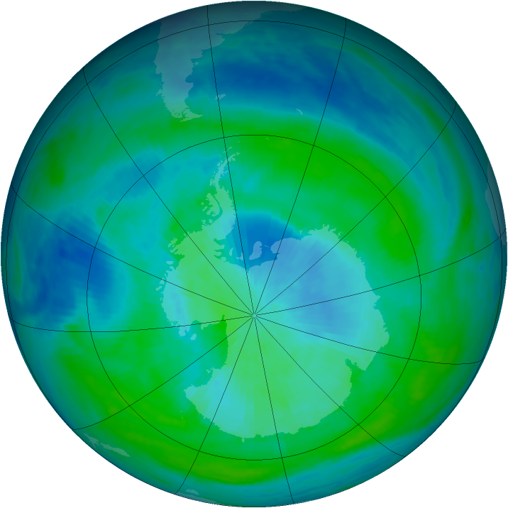Antarctic ozone map for 27 February 1988